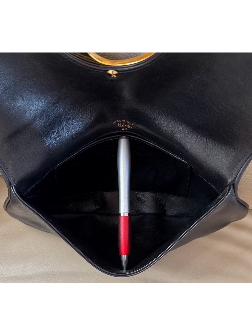 Authentic Vintage Gucci GG Blondie Black Leather Flap Clutch - Picture 6 of 8